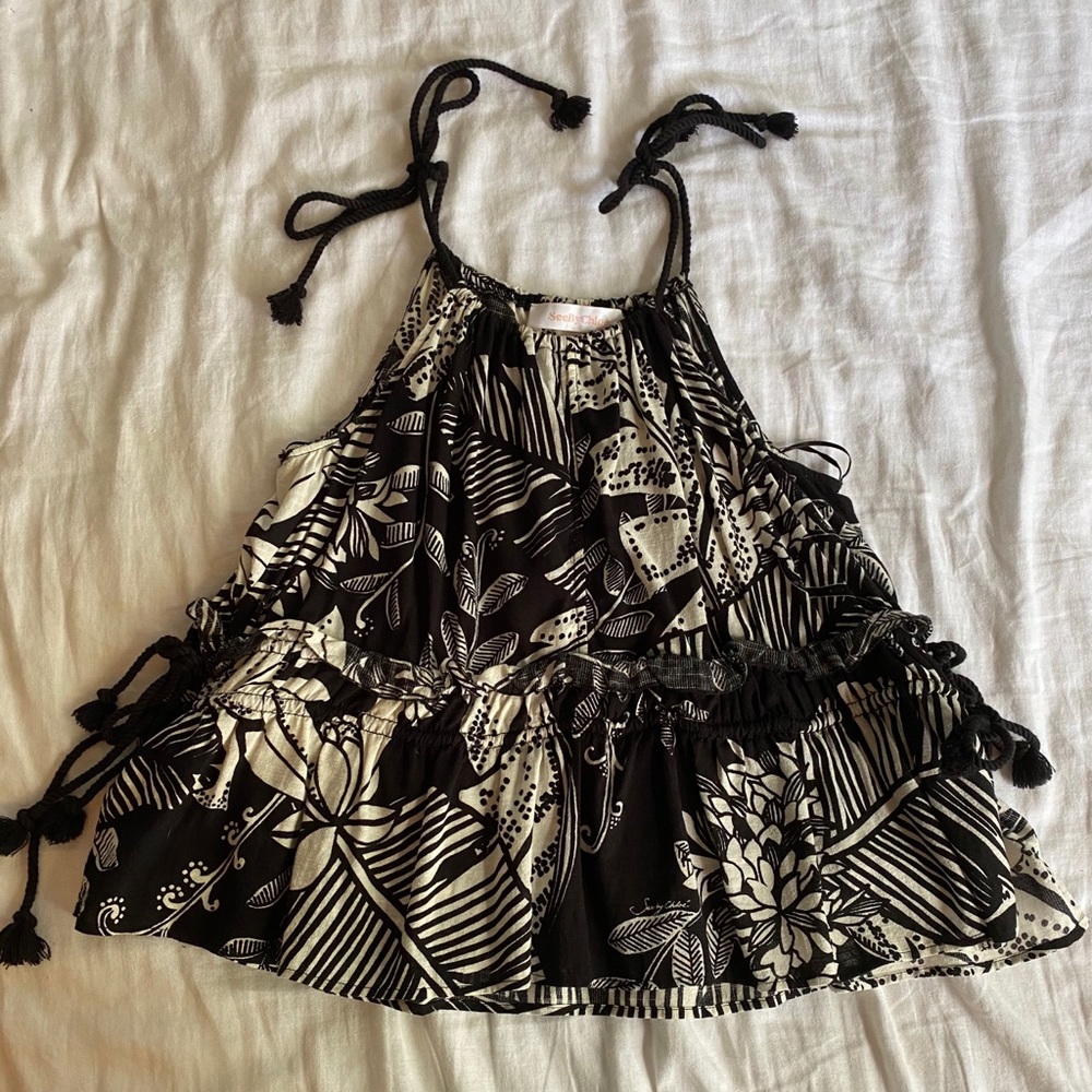 See by Chloé black and white top